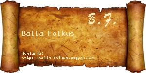 Balla Folkus névjegykártya